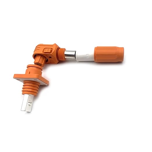 400A Battery Energy Storage Connector, 150mm² High Current Connectors IP67 Waterproof Copper Brand Thread Wiring Power Adapter Quick Plug Terminal Right Angle Plug and Socket (1500V Black+Orange)
