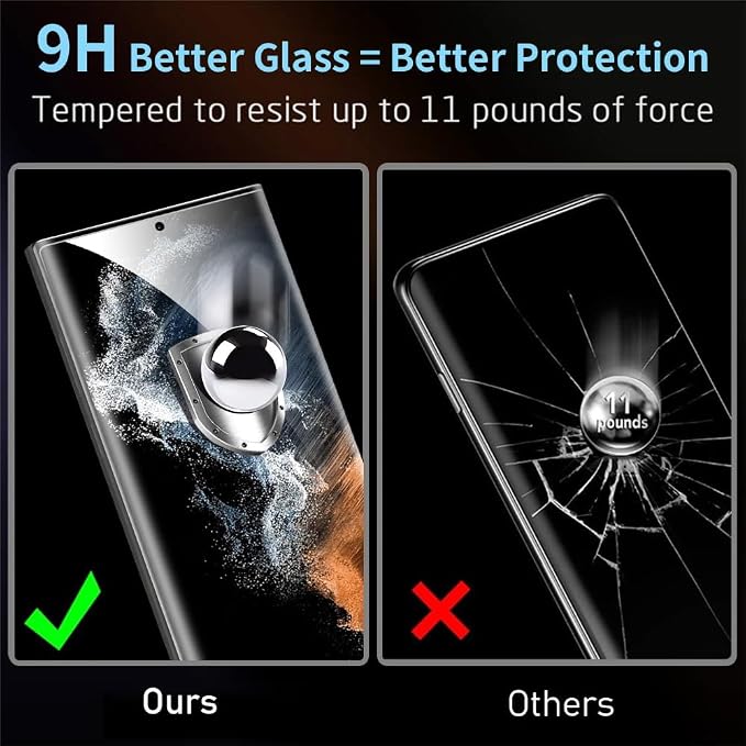3 Pack Galaxy S22 Ultra Screen Protector, HD Clear Tempered Glass, Fingerprint - Image 3