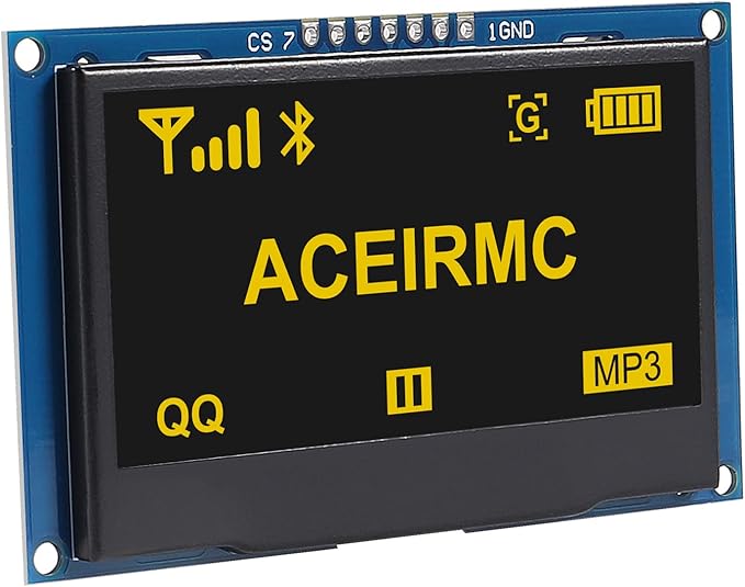 ACEIRMC 2.42 inch 128x64 OLED LCD Display Module SSD1309 7 Pin SPI/IIC I2C Serial Interface for Arduino UNO R3 (Yellow)
