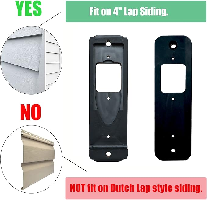 TEYOUYI Vinyl Siding Mount for Blink Doorbell, Angle Mount Wedge for Blink Video Doorbell (4" Standard Vinyl, Hardi Board, Aluminum, Cedar）Black
