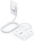 Surge Protector Power Strip with 1700 Joules Protection, TESSAN 5FT White Extension Cord with 6 AC Outlets, 3 USB Ports(1 USB C), Multiple Outlets Flat Plug Power Strip, for Home Office Dorm
