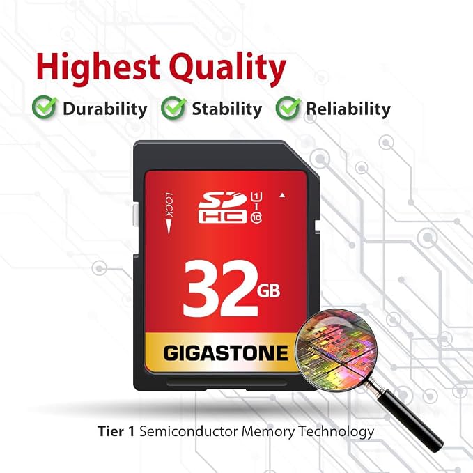 GIGASTONE 32GB SD Card 5-Pack UHS-I U1 Class 10 SDHC Memory Card High-Speed - Image 6