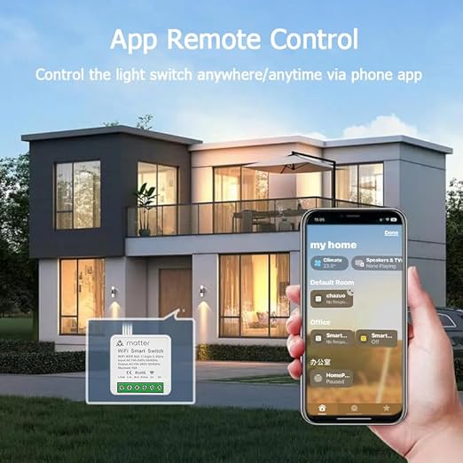 2-Pack Matter Smart Switch 16A Mini WiFi Relay Module,DIY Wireless Light Switch Voice Control with Timer&Schedule for Home Automation,Work with Apple Homekit,Alexa,Google Home,CSA Certified