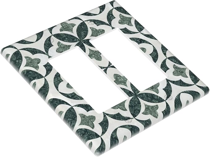 Bvtewkhz Green Luxury Modern Cubic Marble 2 Gang Double Rocker Decorative Light Switch Covers Electrical Faceplate Switch Plates for Bathroom Kitchen Home