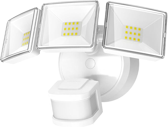 OREiN Motion Sensor Outdoor Flood Lights, 26W 3500LM Bright Security Lights, 5000K Daylight, Dusk to Dawn/Auto/Mode, IP65 Waterproof Hardwired Exterior Lighting for Garage, Driveway, Backyard(White)