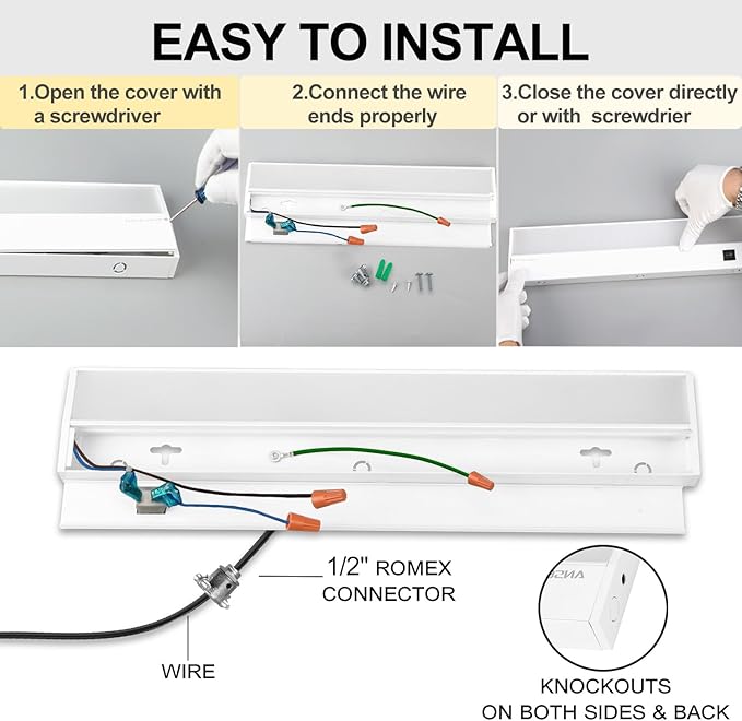 Ansen 3Packs of Under Cabinet Lights for Kitchen, 12in 10W 666LM, Dimmable Hardwire Led Light for Closet, CRI>92, R9>90, 3 Color Temperature, 3000K/4000K/5000K(Warm White, Cool White, Daylight)
