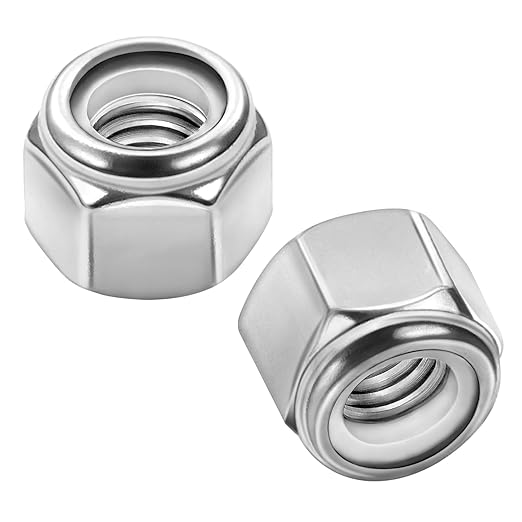 MewuDecor #10 24 Nylon Insert Hex Lock Nuts Locknuts, 304 Stainless Steel 18-8, Bright Finish, 100 PCS