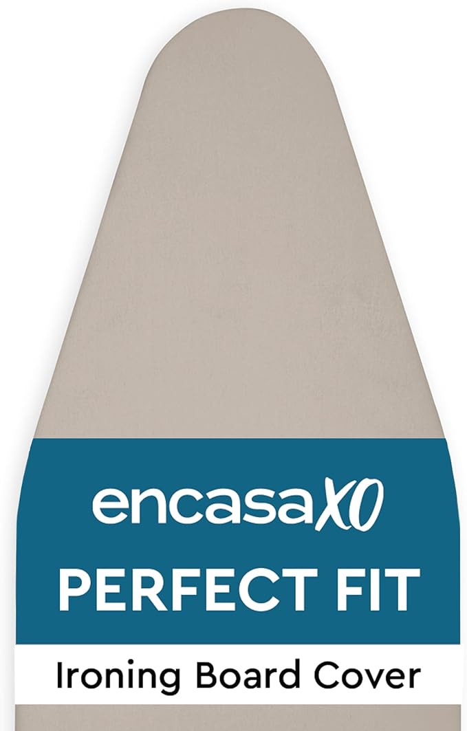 Encasa XO Ironing Board Cover and Pad 42"x14" - 4mm Felt Medium Iron Board Cover with Padding - Heat Resistant, Stain-Safe Dye, Non Slip Elastic Bungee Cord Tightening Iron Table Cover Beige