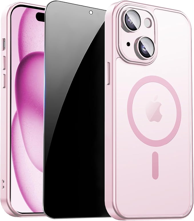 for iPhone 15 Case with Privacy Screen Protector and Camera Protection by ZOZDOKG