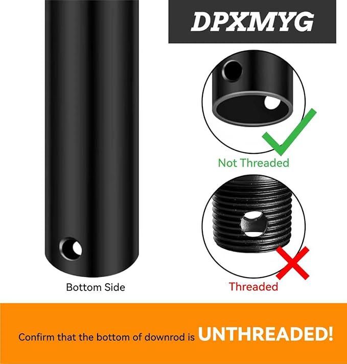 DPXMYG 96 inch Ceiling Fan Downrod with Extension Cord, 8 FT Black Downrod for Ceiling Fan, 1 inch Outside Diameter, Boom Suitable for a Wide Range of Fans (Black, Not Threaded)