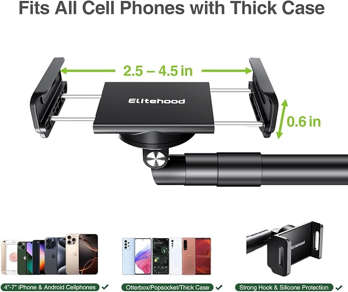 elitehood Floor Phone Stand Overhead Video Recording, 360 Degrees Swivel Tilt - Image 8
