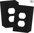 ENERLITES SI8821-BK Duplex Outlet Receptacle Cover, Screwless Wall Plate, Standard Size, 1-Gang 4.68" x 2.93", Unbreakable Polycarbonate Thermoplastic, UL Listed, SI8821-BK-10PCS, Black, 10 Pack