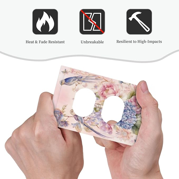 Bvtewkhz Floral Birds Morris Duplex Outlet Decorative Outlet Covers Light Switch Plate Electrical Receptacle Switchplate For Bathroom Kitchen Bedroom