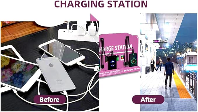 Wall Mounted Cell Phone Charging Station Mobile Phone Charging Station | Fast Charging 8 Device | Compatible with iPhone ipad Smartphone Tablets Port | Great for Offices Hotel Hospital Airport (Rose)