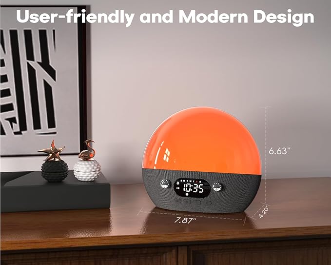 MOMILLA Sunrise Alarm Clock with Bluetooth Speaker, Alarm Clocks for Kids Adults, Dimmable Clock for Bedroom,Wake up Light Night Lights Sunset Lamp, White Noise Sound Machine for Sleep