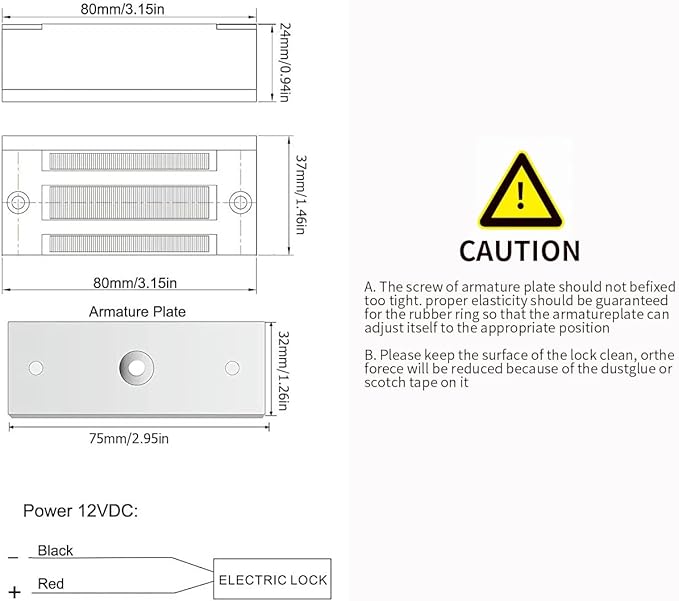 Electric Magnetic Lock 280KG 600LBS Holding Force Electromagnet Lock 12V Fail Safe NC Mode Single Door for Access Control System (280KG/600LBS)
