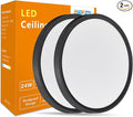 RLEDPZTX Led Flush Mount Ceiling Light,16 Inch 32w 3480lm,3000k/4000k/6000k 3CCT Selectable, Round Modern Flat Panel Super Slim Led Ceiling Light,for Living Dining Kitchen Bedroom Room (2Pack-Black)