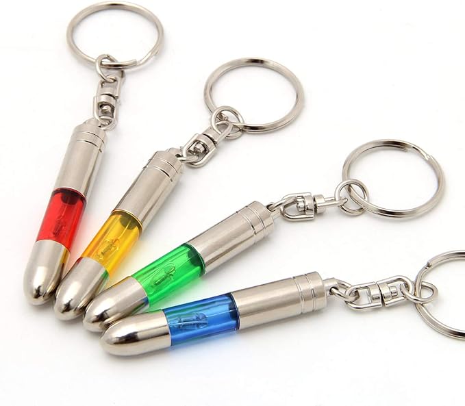 SWEETHOMEDECO 4 Packs Car Static Human Body Static Eliminator Discharger, Silver Tone High Voltage Anti-Static Keychain ESD Tool Sets, Charger 1811