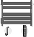 K&KALONZO Towel Warmer for Bathroom, Wall-Mounted 5-Bar Heated Towel Rack with Built-in Timer, Waterproof Electric Towel Heater, Support Plug-in and Hardwired, Matte Black, EL18S