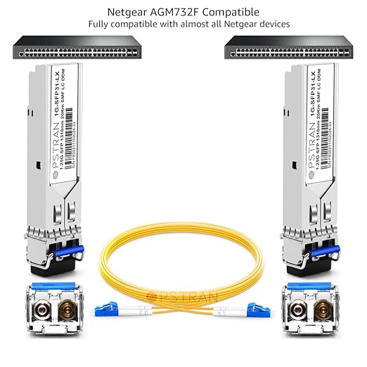 OPSTRAN 1000BASE-LX/LH SFP Optical Transceiver Module Compatible with Netgear AGM732F 1G SFP 1310nm 10km/20km DDM Duplex LC SMF 4 Pack