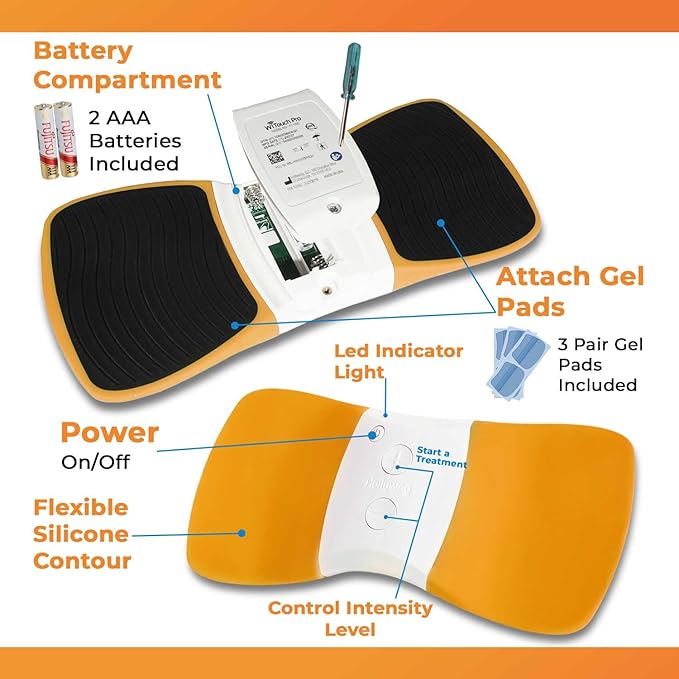 WiTouch Pro TENS Unit for Back Pain Relief & Recovery, Wireless, Wearable Muscle Stimulator, Made in USA, Gel Pads Included