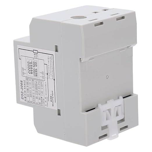 D52-2066 Single Phase Energy Meter with LCD Display Din Rail Electricity Usage Monitor for Voltage Current Power KWh Frequency Power Factor - 220V AC 40V-300V 100A Household & Industrial Use