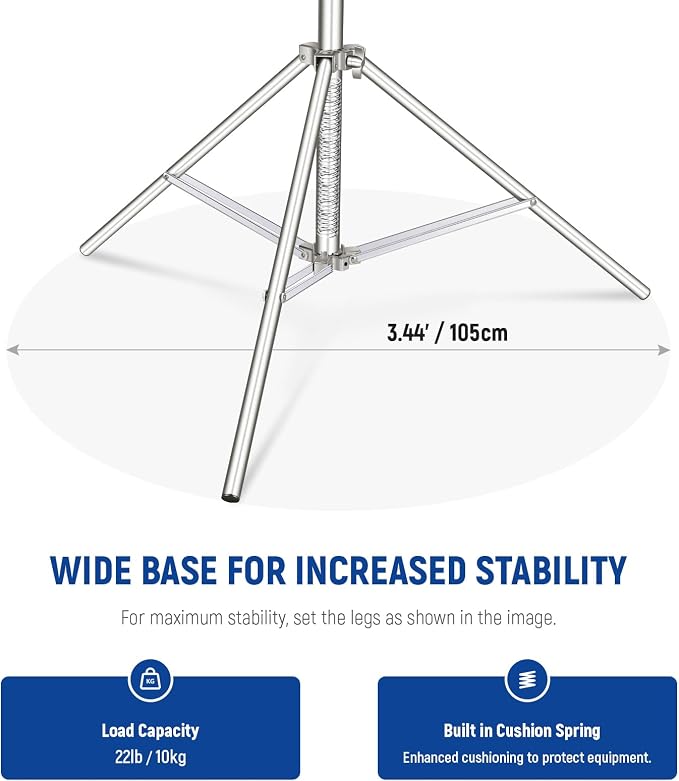 NEEWER 2Pcs 9.2ft Stainless Steel Light Stands, Spring Cushioned Heavy Duty - Image 4