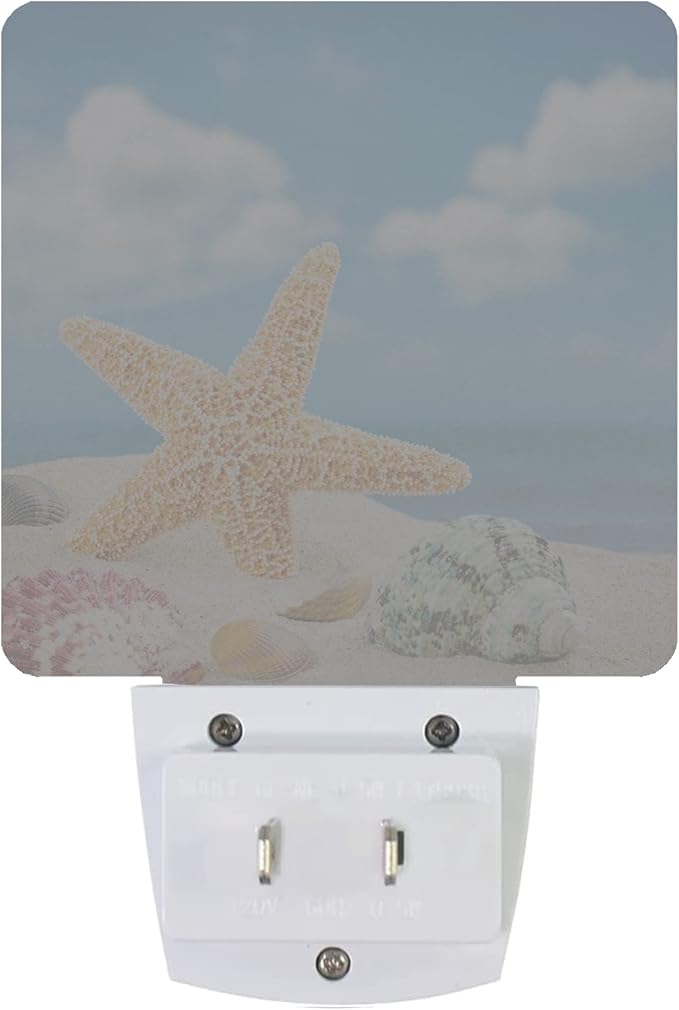 Smoaffly Seashells Starfishes Beach Night Light Plug-in LED Nightlights Auto Sensor Night Lamp Dusk-to-Dawn Lamp Home Decor for Nursery Children Girls Boys
