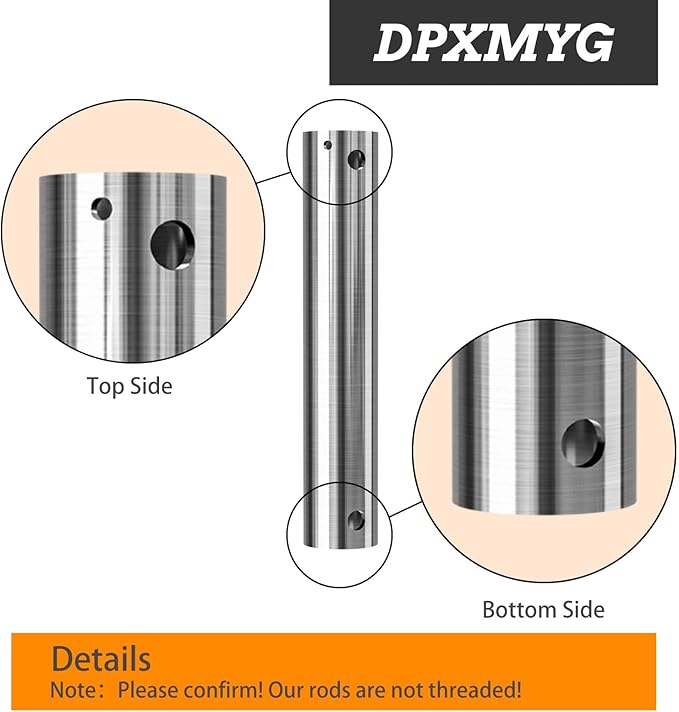 DPXMYG 48 inch Ceiling Fan Downrod with Extension Cord, 4 FT Brushed Nickel Downrod for Ceiling Fan, 1 inch Outside Diameter, Ceiling Fan Boom Suitable for a Wide Range of Fans (Nickel, Not Threaded)