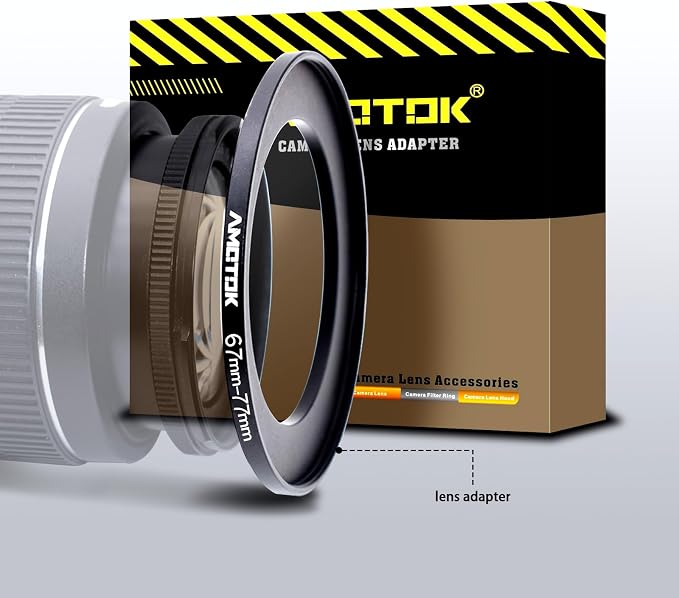 67mm Lens to 77mm Camera Lens Adapter, 67mm to 77mm Filter Step-up Ring Adapter by AMOTOK
