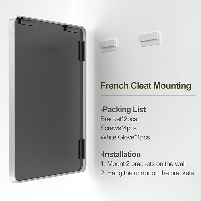 48x32 Inch Silver Bathroom Mirror for Wall, Silver Metal Framed Mirror, Rounded Rectangle Mirror, Beveled Border, Anti-Rust, Shatterproof (Horizontal/Vertical)