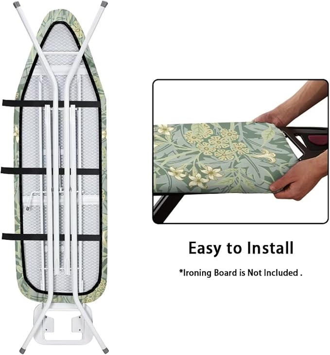 ZCFYGDX 15x48 in Ironing Board Covers Easy to Install Resistant,Elastic Edge 3 Nylon Buckle Strap Fasteners Breathable & Wear-Resistant,Resist Scorch Staining Protective Cover William Morris Prints