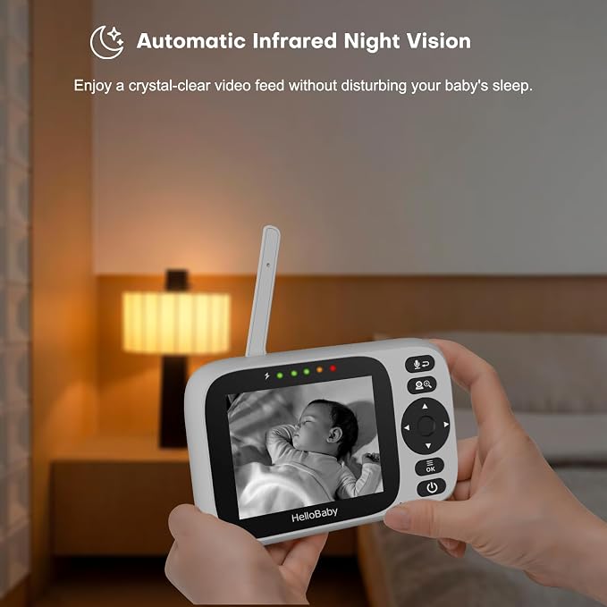 HelloBaby 3.2'' Baby Monitor 4 Cameras, Video Audio Baby Monitor No WiFi - Image 3