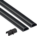 D-Line 31.4in TV Cord Hider, Patented Half Round Cable Cover, Hide Wall Mount TV Wires, Hinged One-Piece Cable Concealer, Adhesive, Decorative Raceway - 2X 1.18in W x 0.59in H x 15.7in L - Black