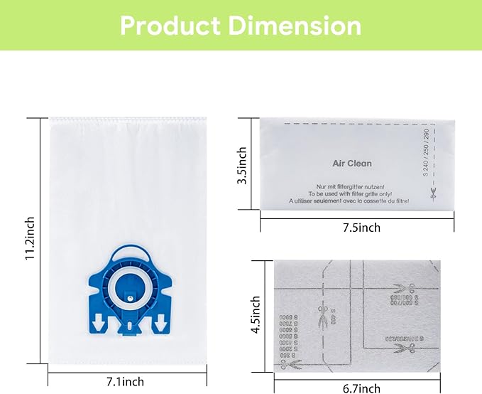 Puredaisy Replacement Dust Bags for Miele GN Vacuum Cleaners - Pack of 10 Bags, 3 Filter Sets, 1 Small Brush - Compatible with Classic C1, Complete C1/C2/C3, S2, S5, S8, S400 Series