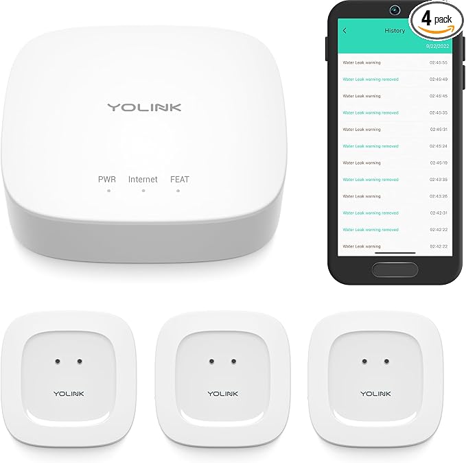YoLink Smart Home Starter Kit: Hub & 3-Pack Water Leak Sensor 1, LoRa Up to 1/4 by YoLink