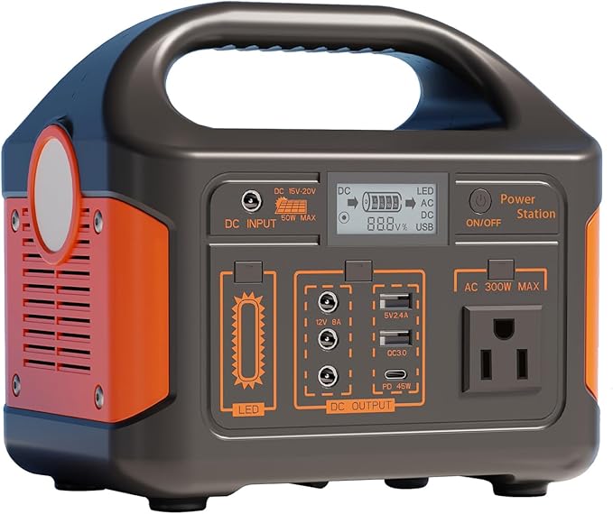 KAIYUEKJ Portable Power Station 256Wh LiFePO4 Battery, 300W (Peak 600W) Backup Lithium Battery, Solar Generator for Outdoors Camping Travel Hunting Blackout