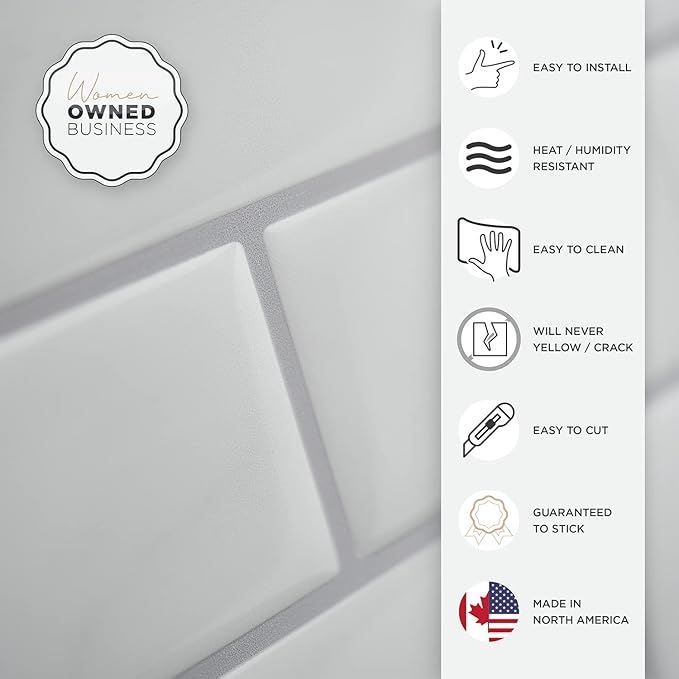 SMART TILES Peel and Stick Backsplash- 10 Sheets of 10.95" x 9.70" - 3D Adhesive Peel and Stick Tile Backsplash for Kitchen, Bathroom, Wall Tile, Subway Nero