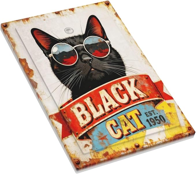 Bvtewkhz Black Cat Vintage No Device Single Blank Decorative Outlet Covers Light Switch Plate Electrical Receptacle Switchplate For Bathroom Kitchen Bedroom