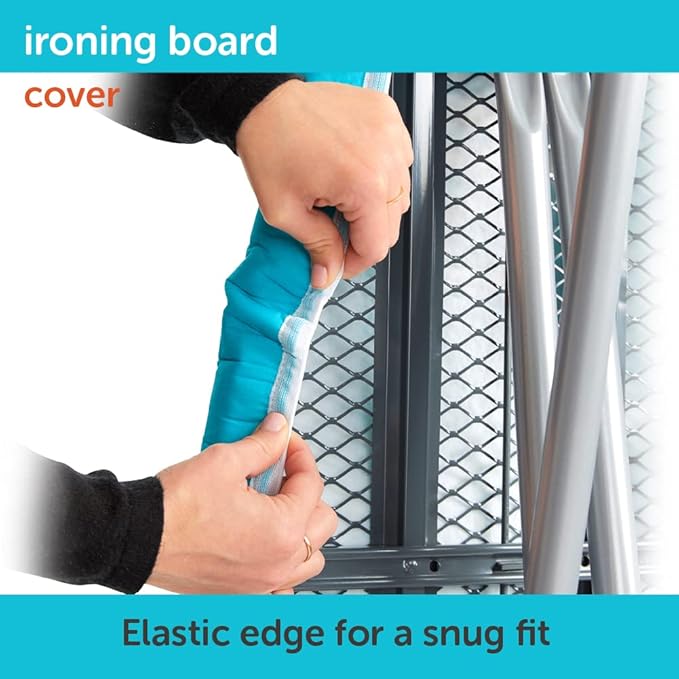 oliso Ironing Board Cover – 100% Cotton with Professional Felt Pad, Fits Standard 54" x 15" Boards – Secure Fit with Wide Elastic Edge & Adjustable Straps – Turquoise