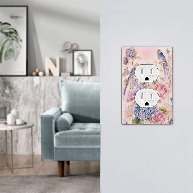 Bvtewkhz Floral Birds Morris Duplex Outlet Decorative Outlet Covers Light Switch Plate Electrical Receptacle Switchplate For Bathroom Kitchen Bedroom