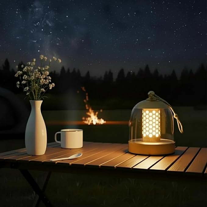 MKLK Camping Lantern, IPX4 Waterproof Touch Control LED Night Light, USB Rechargeable & Long Lasting Battery, Portable Hanging Tent Lamp for Outdoor Camping Hiking Backpacking,Yellow Gold