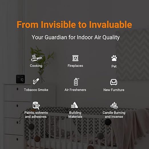 Temtop Smart Air Quality Monitor Indoor Home Air Testing for AQI, PM2.5, Formaldehyde and VOCs with WiFi Connection and Remote Monitoring via App,M10i