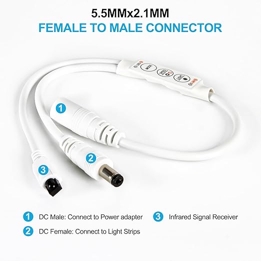 Mini IR Remote Controller for Single Color LED Strip Lights,11-Key Wireless Dimmer with Dynamic Effect Mode, Ideal for 3528/5050/ LED Tape,Dimming for Room, Home, Cabinet, DIY