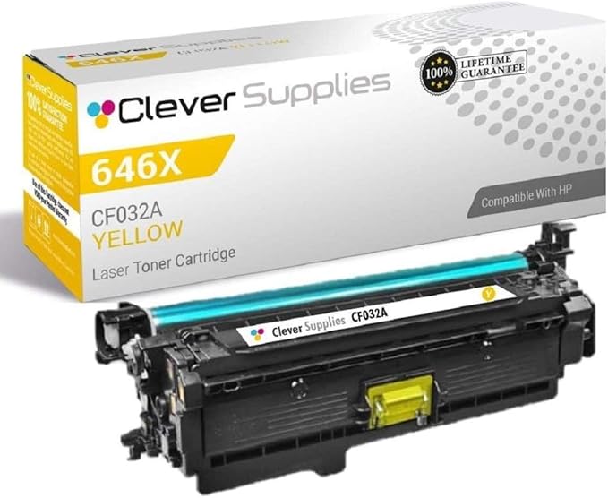 CS Replacement Toner Cartridge Compatible with HP CM4540f MFP CF032A Yellow 646A CM4540fskm MFP CM4540 MFP CM4540f