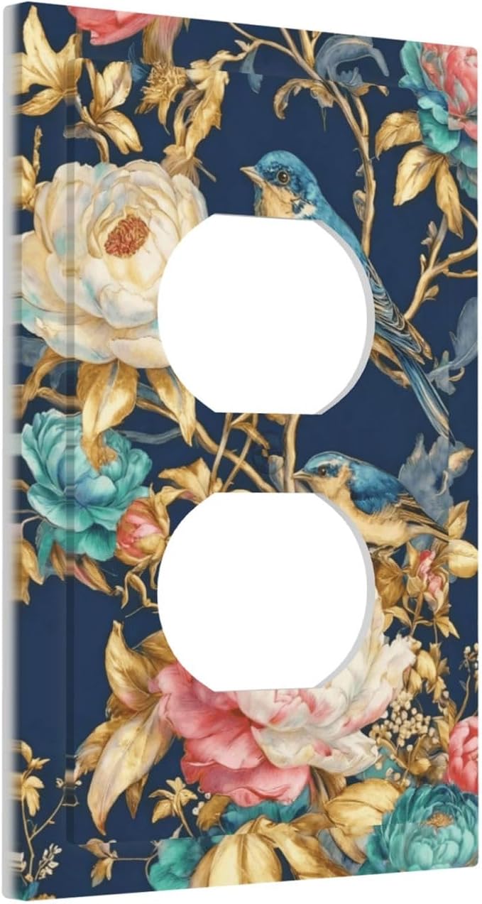 Bvtewkhz Floral Birds Morris Duplex Outlet Decorative Outlet Covers Light Switch Plate Electrical Receptacle Switchplate For Bathroom Kitchen Bedroom