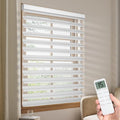 Tokblind Motorized Sheer Shade with Remote Control, Blackout Electric Roller Blinds Compatible with Alexa via Hub, Rechargeable Smart Window Shade Custom Size (Blackout Greyish White)