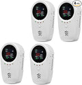 4PCS 5-in-1 Rechargeable Carbon Monoxide & Natural Gas Detectors with Temperature/Humidity LCD Display & 2000mAh Lithium-ion Battery, Portable Plug in Co Detector for Home Travel RV Essentials