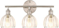 Shenmoyl Bathroom Light Fixtures, 3-Light Vanity Wall Light Over Mirror with Clear Tulip Glass Shade for Bedroom Living Room (Bulb Not Included), Satin Nickel
