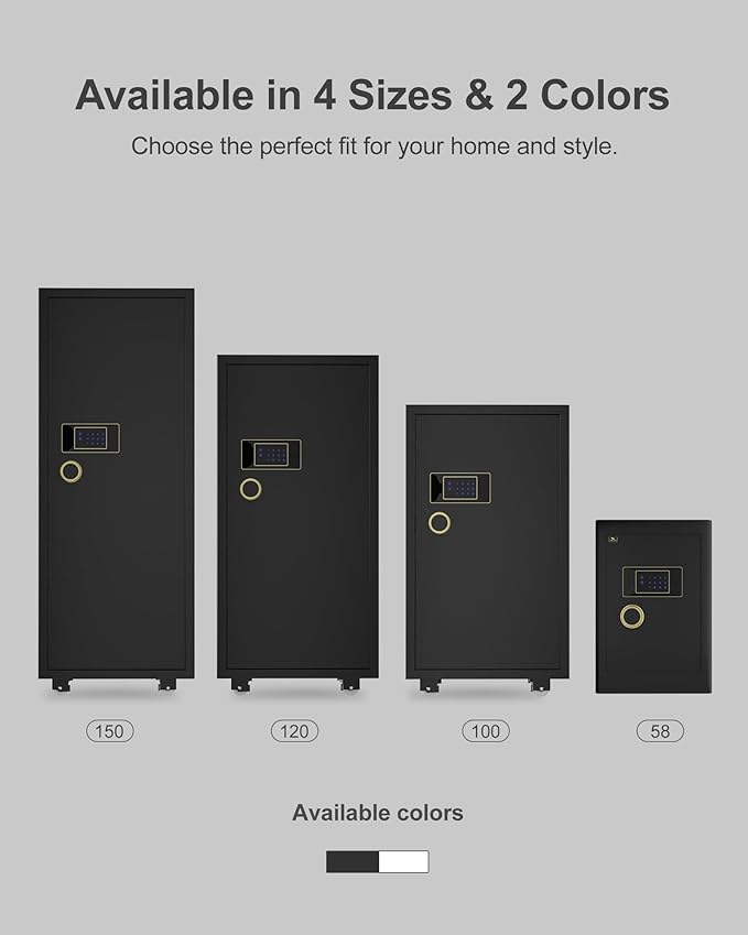 TIGERKING 7.2 Cu Ft Large Home Security Safe – Solid Steel Jewelry Cabinet, Touchscreen Keypad, Adjustable Shelves, Easy to Use, Anti-Theft Protection, Perfect for Families (Black, Classic Style)